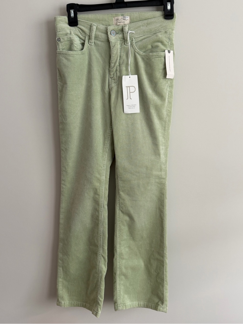 Anthropologie Pilcro The Yaya Lime Green Corduroy Crop Flare Pants NWT Size 26 - Picture 3 of 8